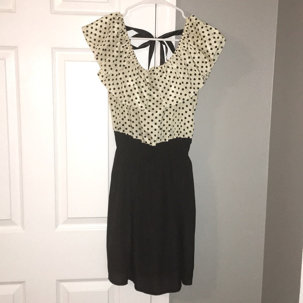 Cream and Black Polkadot Dress
